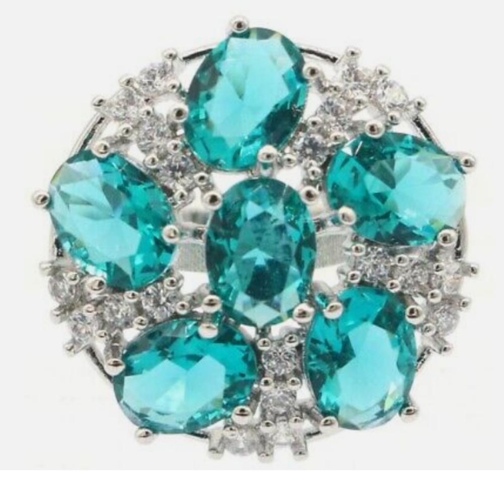 New aquamarine cz sterling silver ring